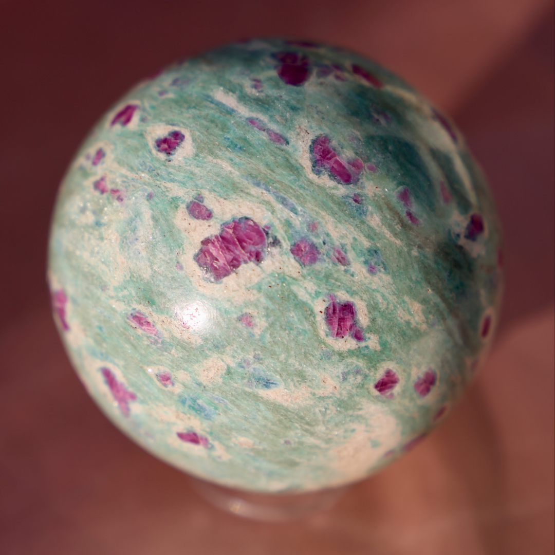 High Quality Ruby Fuchsite Sphere - UV REACTIVE