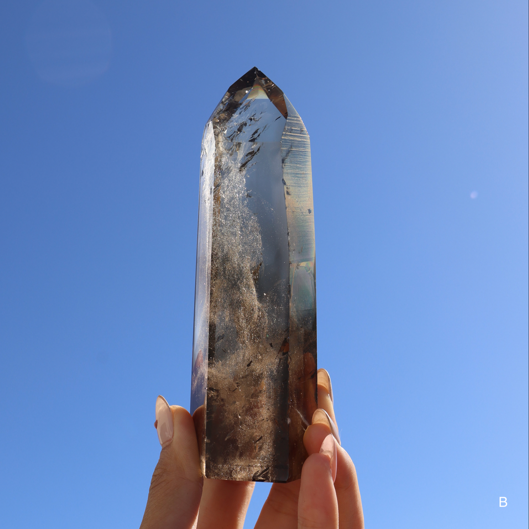 High Quality Smoky Lemurian Quartz Tower