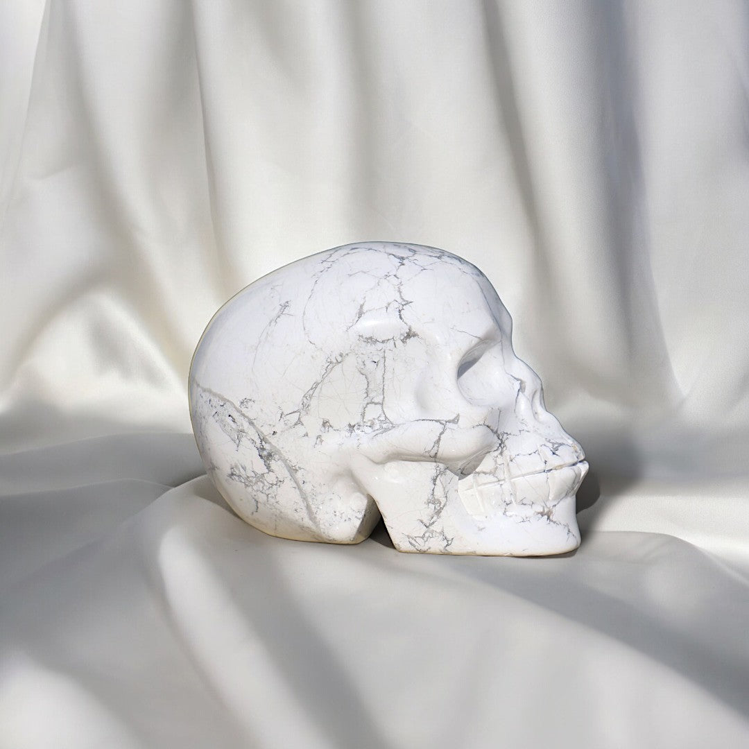 Hand-carved Howlite Skull - Enchantia Muse