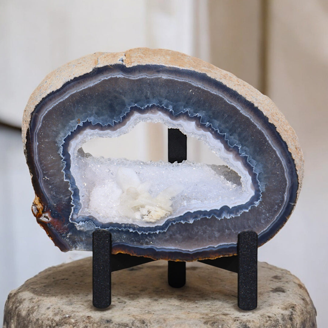 'Kelp Palace' Sugar Druzy Agate Stone Slab with Stand