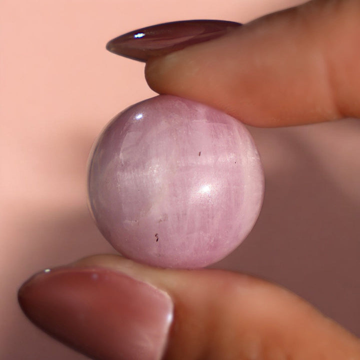 Kunzite Spheres with Cats Eye Flash