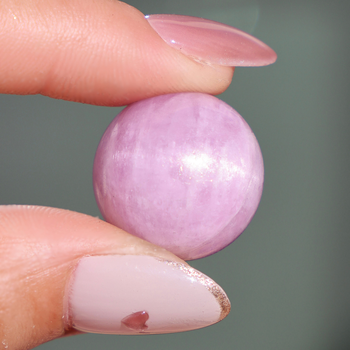 Kunzite Spheres with Cats Eye Flash