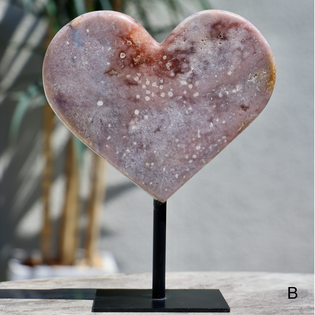 'LOLLIPOP' Pink Amethyst Heart on Stand