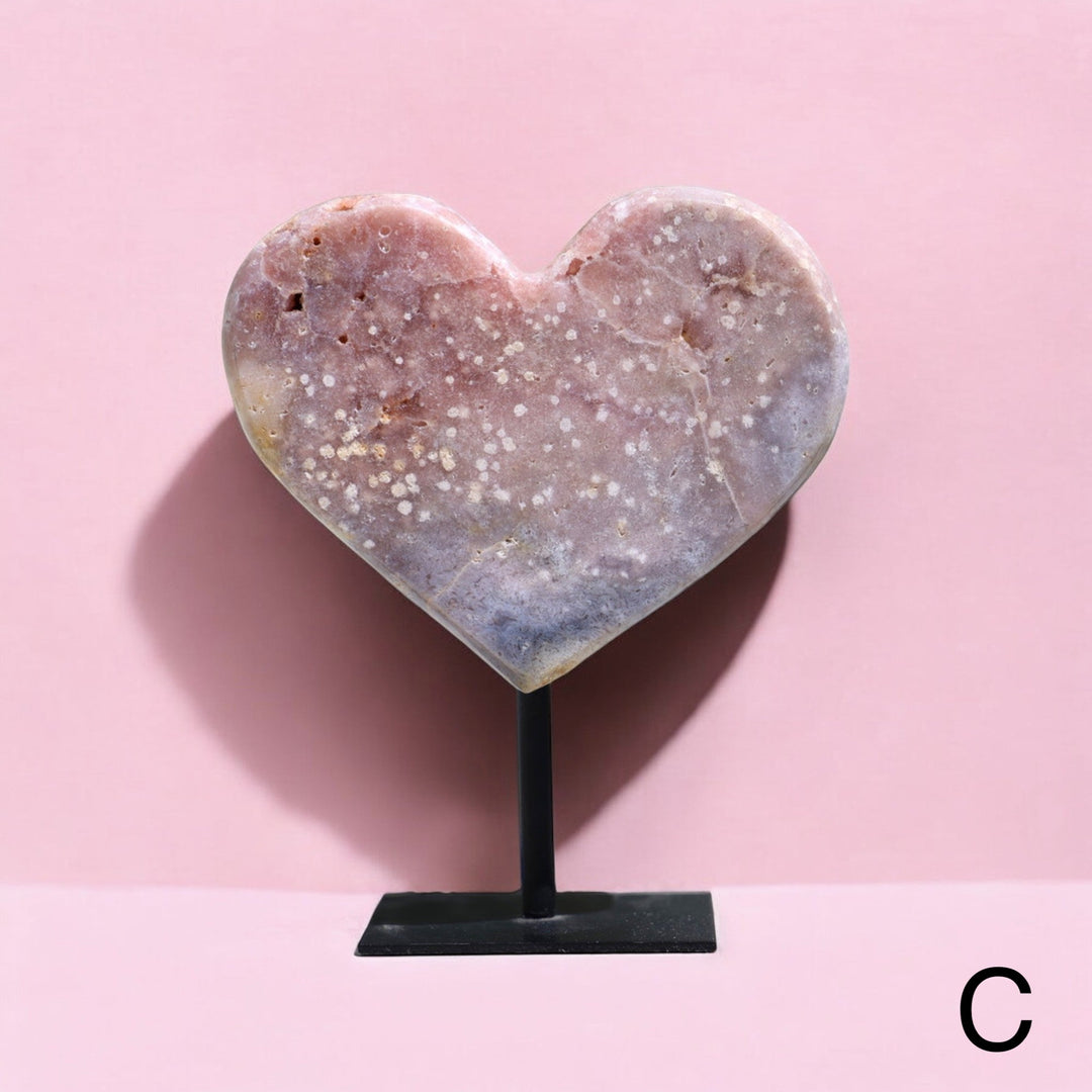 'LOLLIPOP' Pink Amethyst Heart on Stand