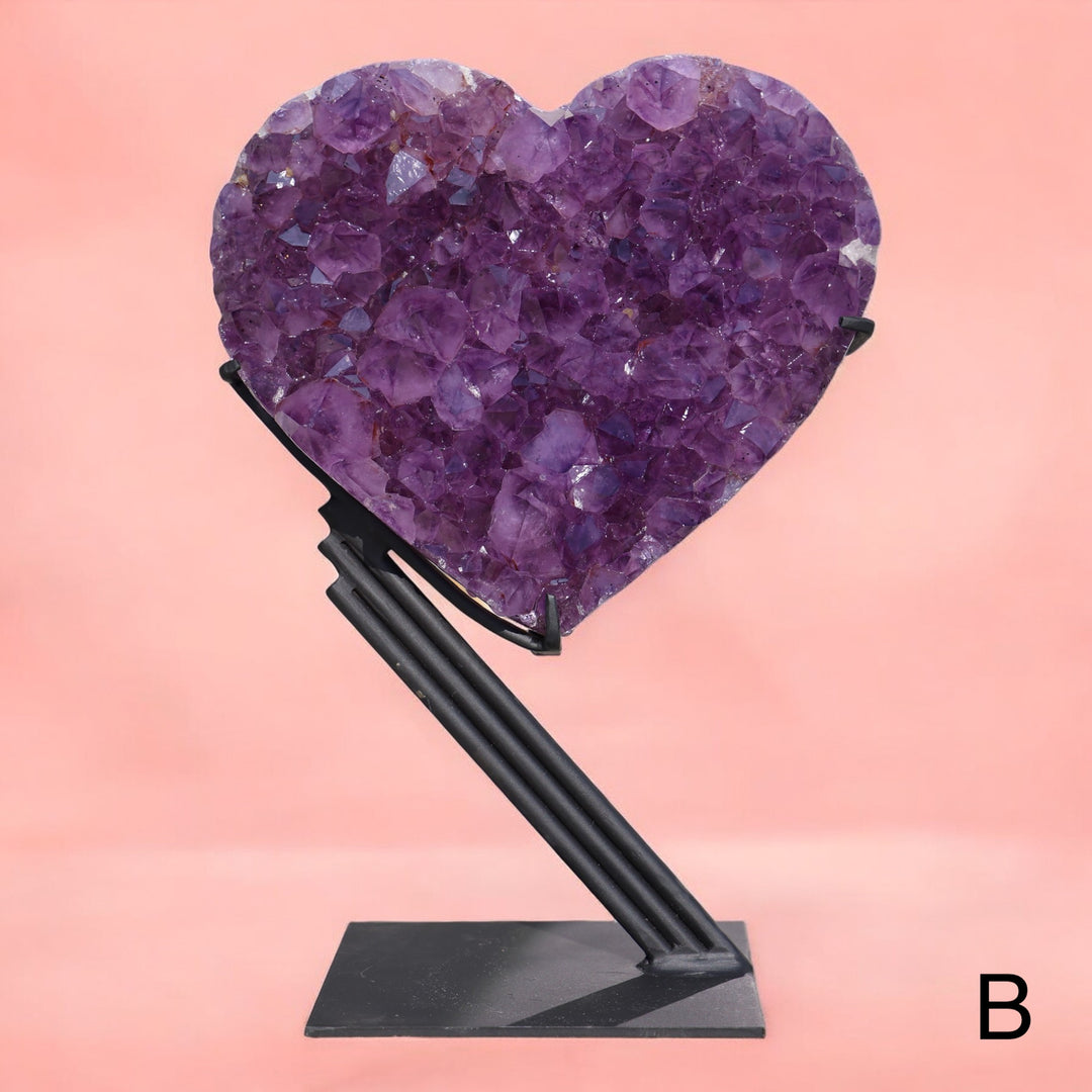 'Swan' Amethyst Heart on Stand - L/XL - Enchantia Muse