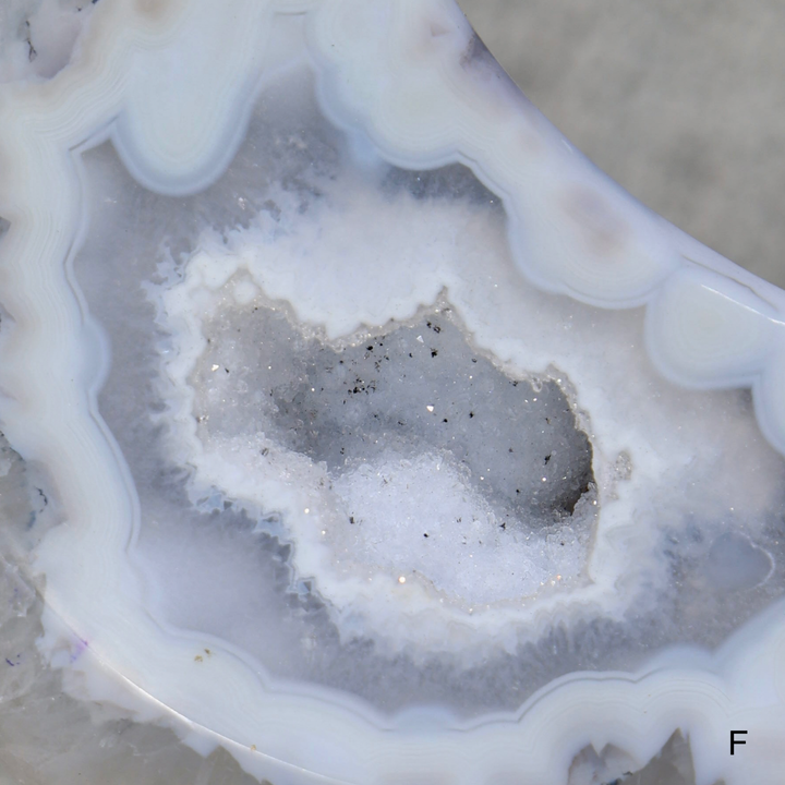 'MIDNIGHT' White Druzy Agate Moon with Stand