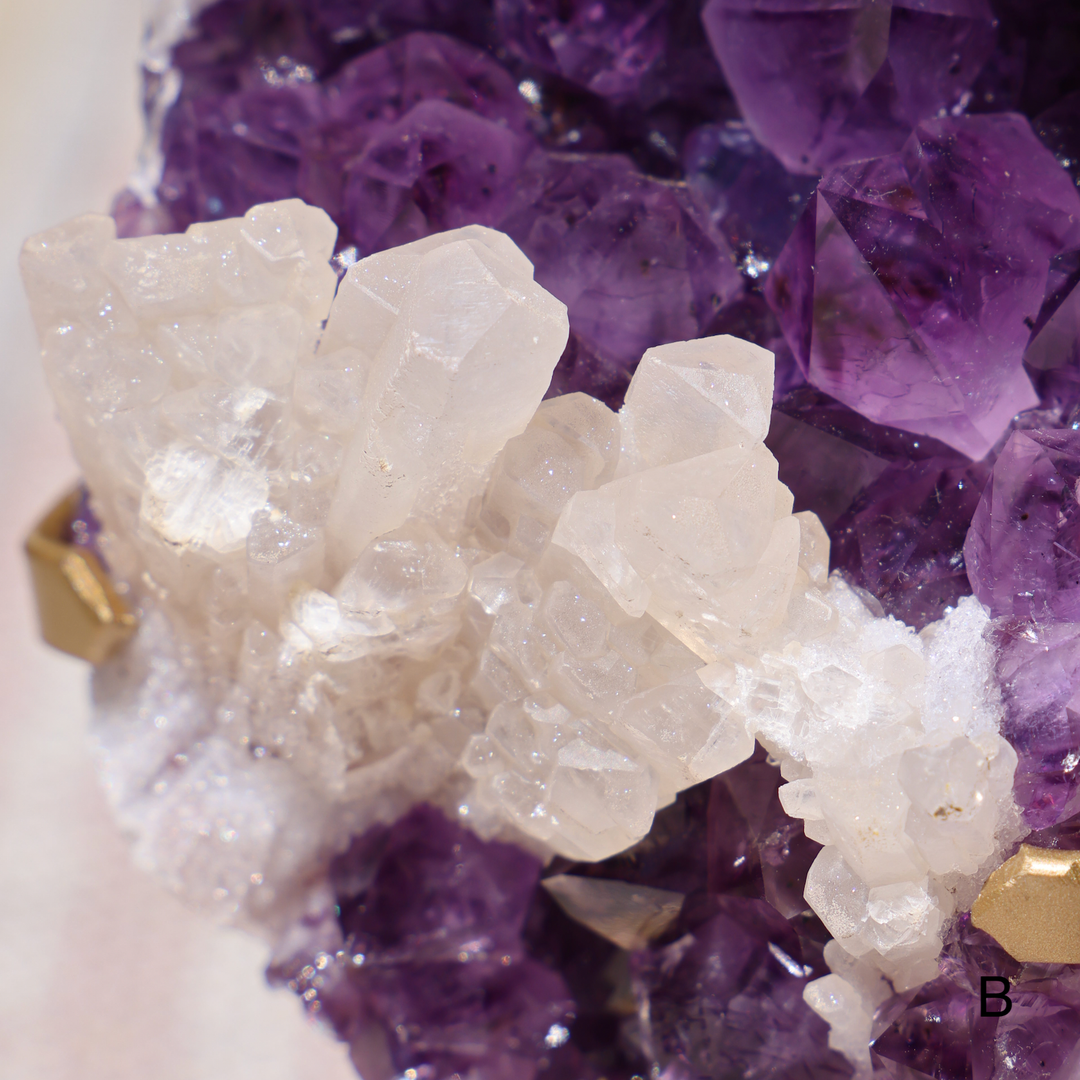 'Mountain Range' High Quality Amethyst with Sugar Calcite with Stand