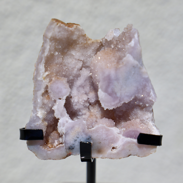 'PASTEL' Pink Amethyst Geode Slab with Stand - XS