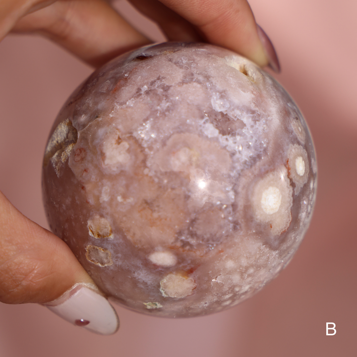 'PASTEL' Pink Amethyst x Flower Agate Sphere - S