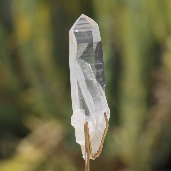 'Powerhouse' Manifestation Clear Lemurian Quartz on Stand