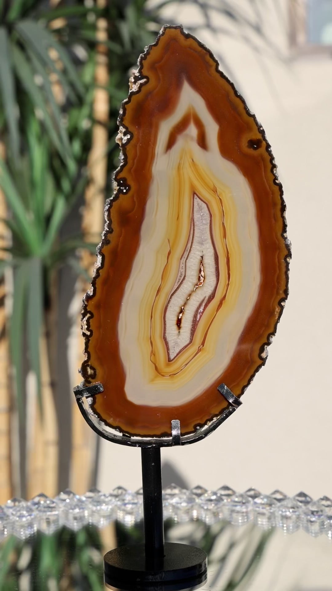 'CANDLELIGHT' Red Agate Stone Slice on Stand