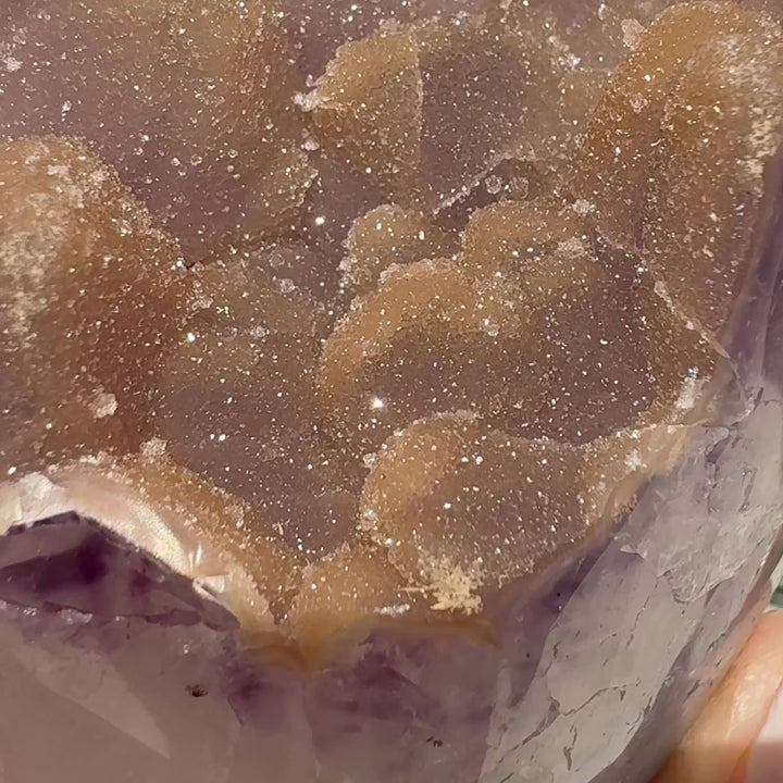 'Ginger' Sugar Druzy Rainbow Amethyst Cut Base