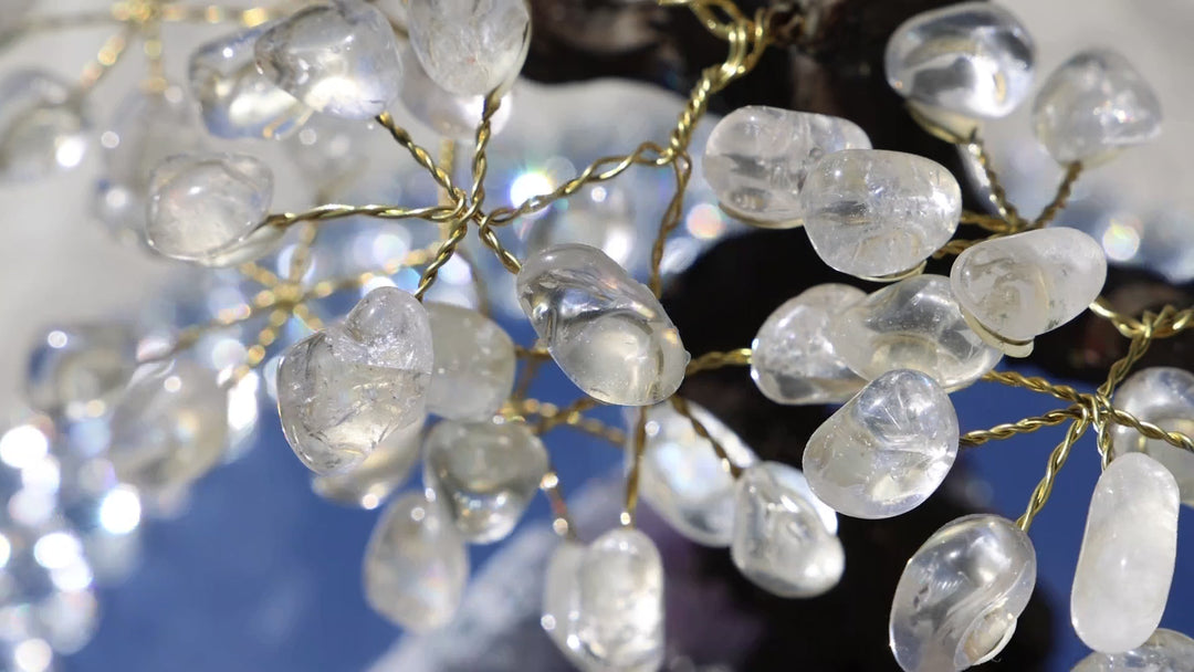 Handmade Clear Quartz Tree with Amethyst Base - Large