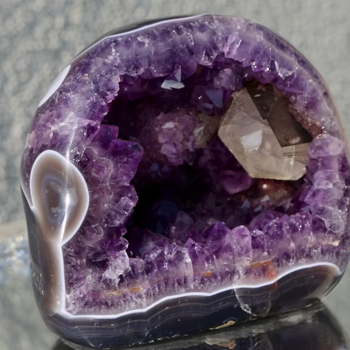 'BLOSSOM' Amethyst Geode with Calcite