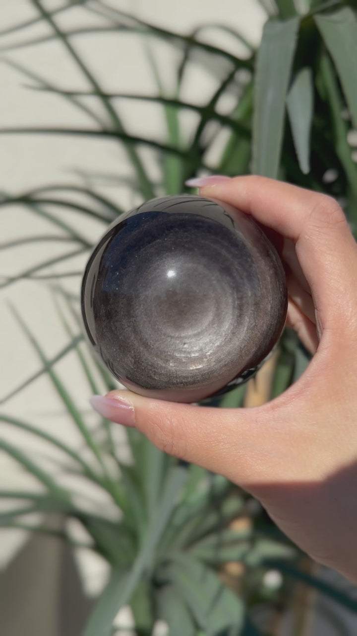 Silver Obsidian Sphere