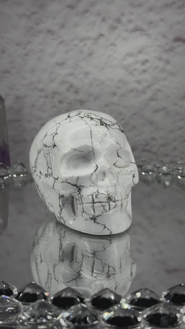 Hand-carved Howlite Skull