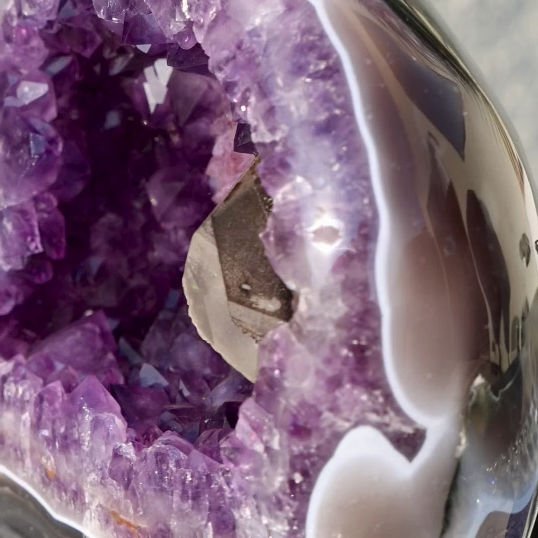 'BLOSSOM' Amethyst Geode with Calcite