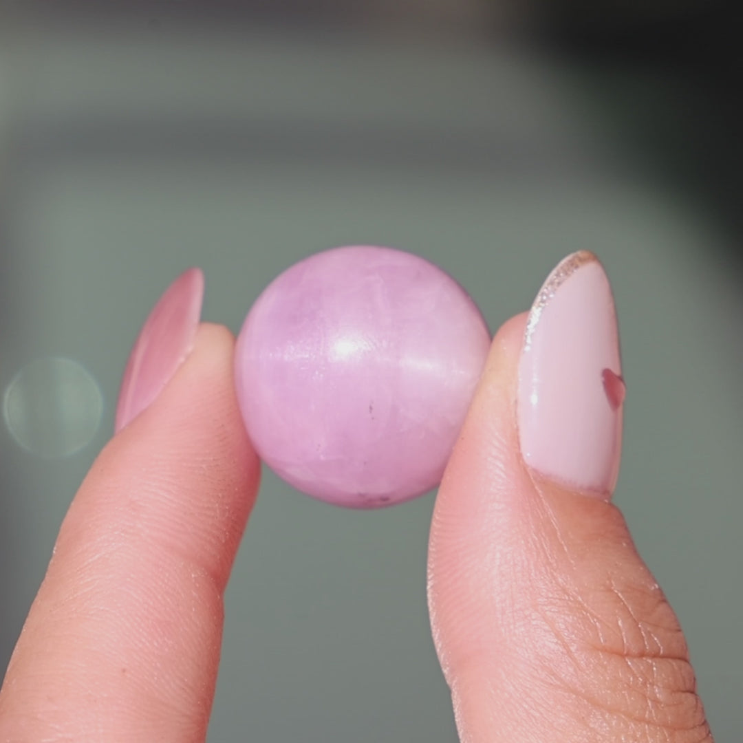 Kunzite Spheres with Cats Eye Flash