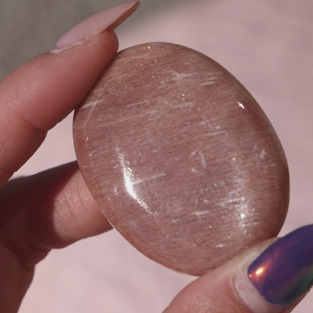 Peach Sunstone Palm Stone