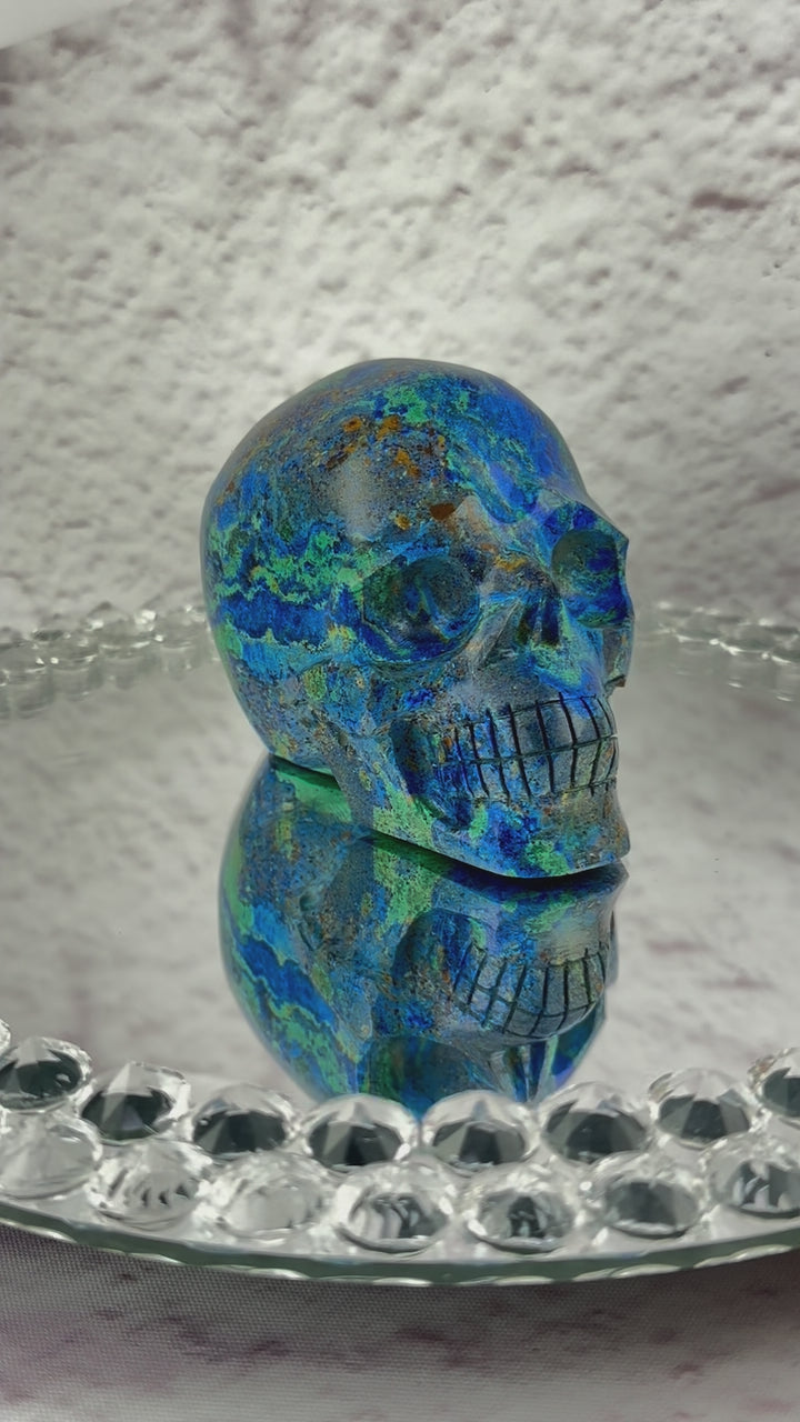 'ATLANTIS' Azurite Lapis Chrysocolla Skull  - Handcarved