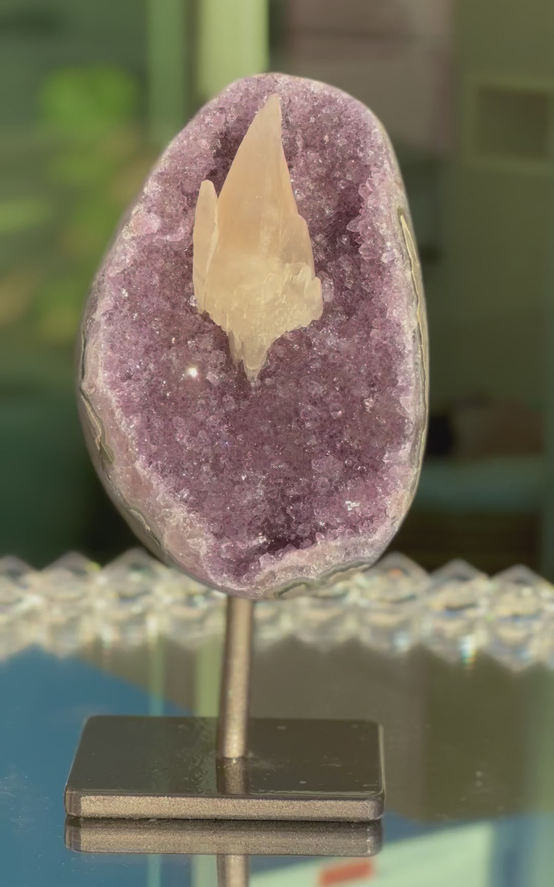 'PIKE' Amethyst with Calcite on Stand