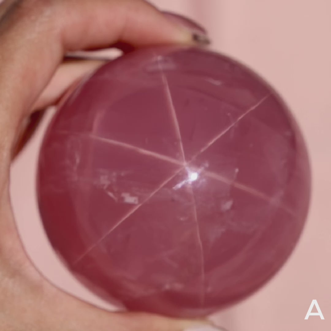 'Starlight' Rare High Quality Starlight Rose Quartz Sphere