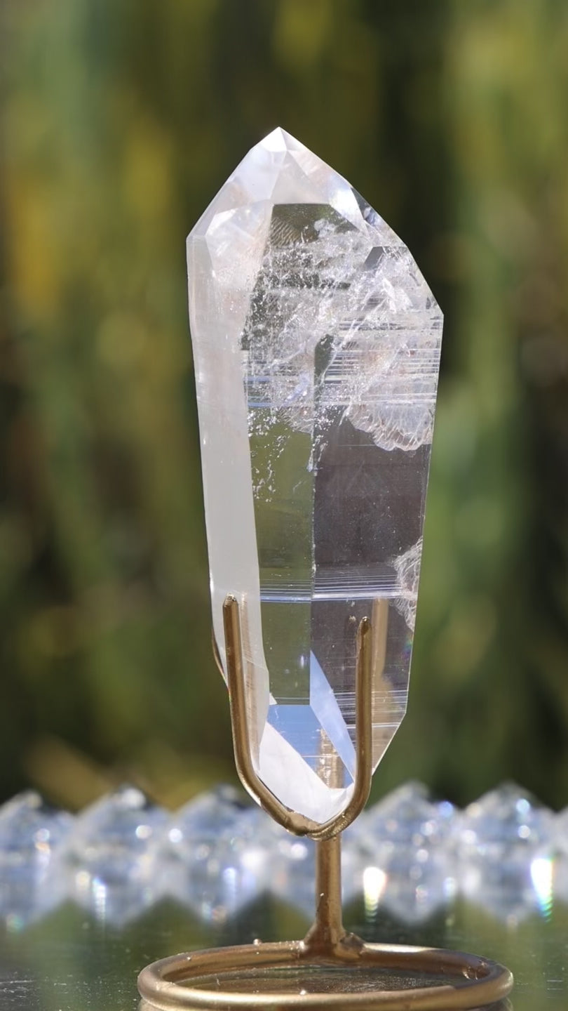 Clear Lemurian Quartz Point on Stand