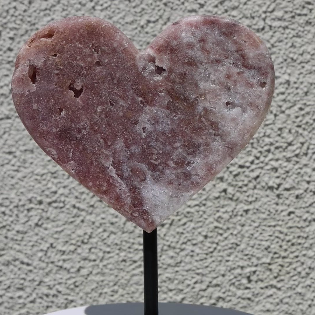 'LOLLIPOP' Pink Amethyst Heart on Stand