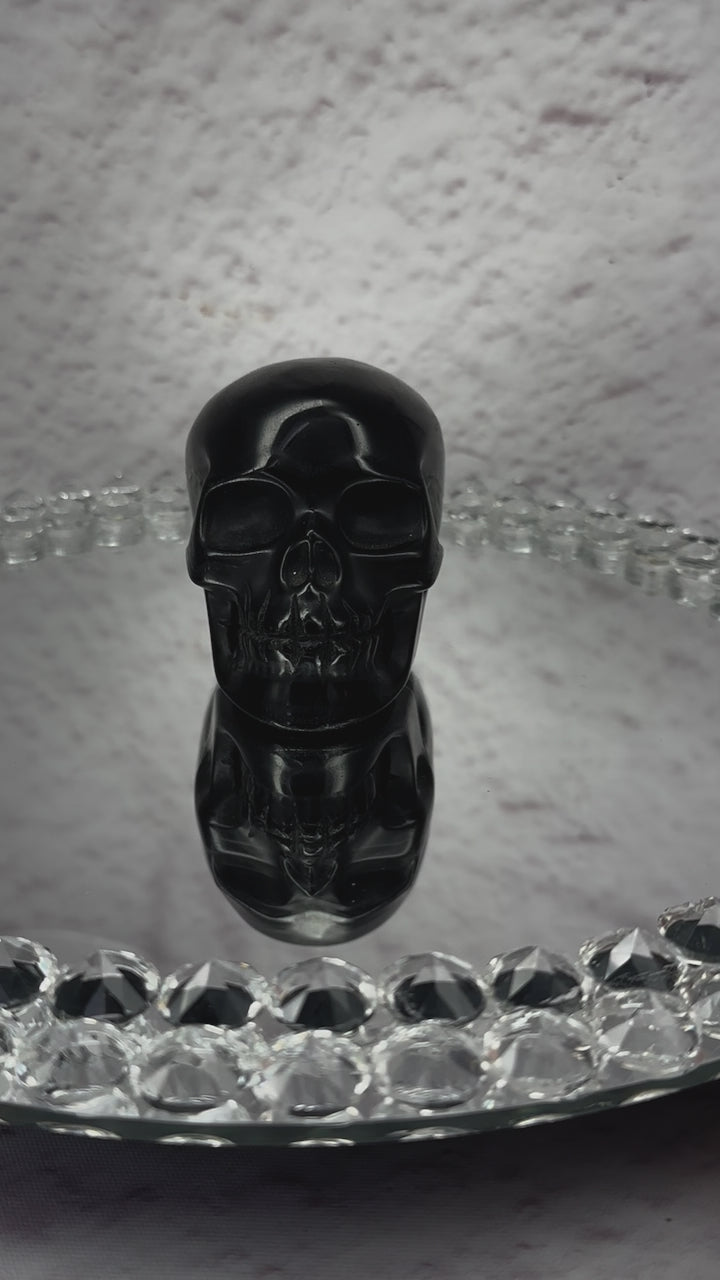 Hand-carved Black Obsidian Skull