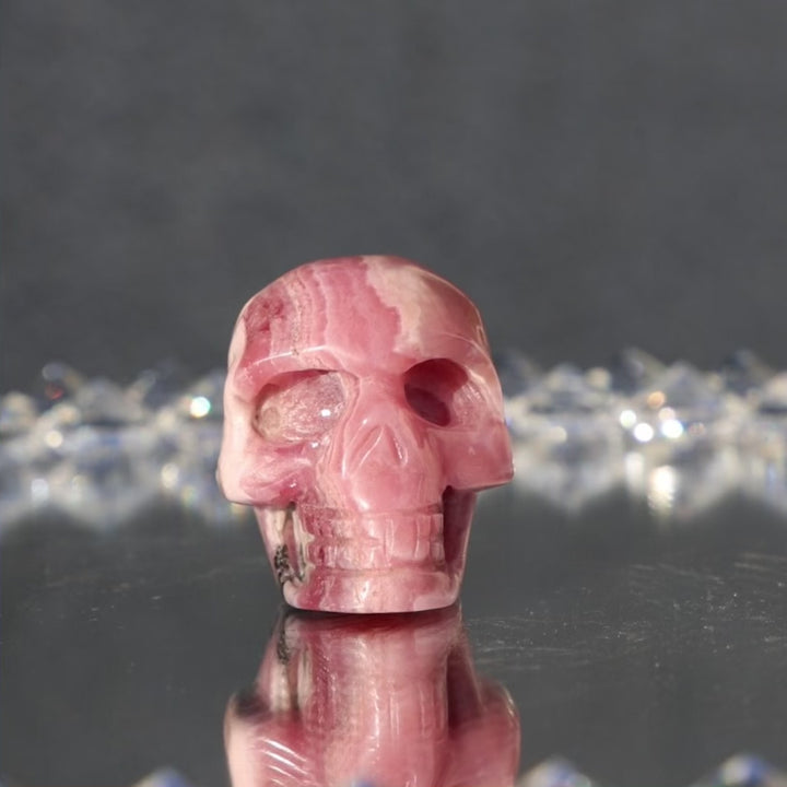 Hand-carved Rhodochrosite Skull