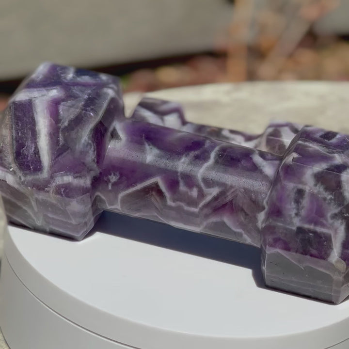 Hand-carved Dream Amethyst Dumbbell - S/M