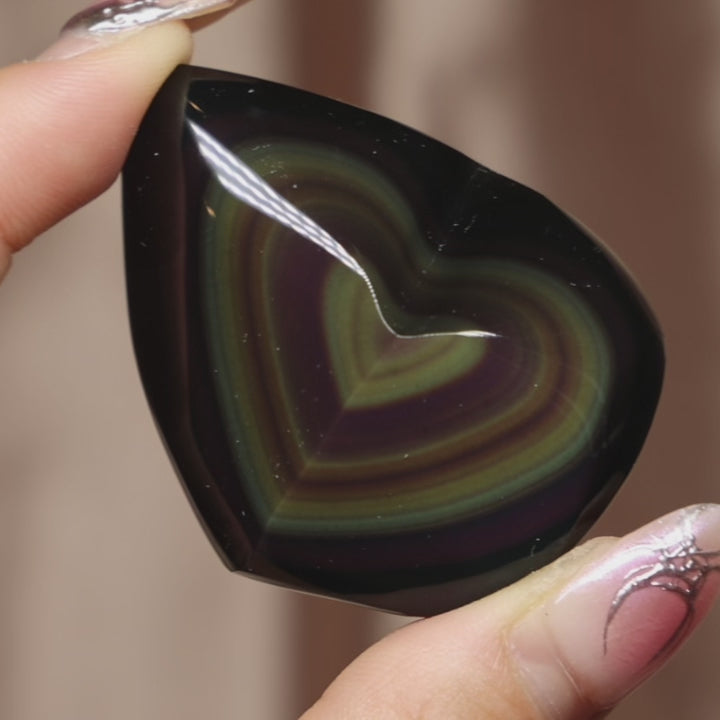 Rainbow Obsidian Heart - Single Hearts #2