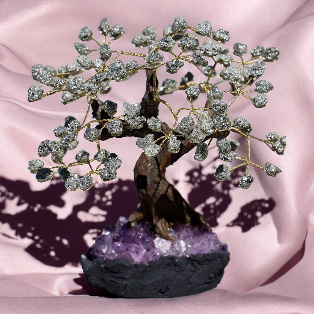 Handmade Pyrite Tree with Amethyst Base - Large - Enchantia Muse