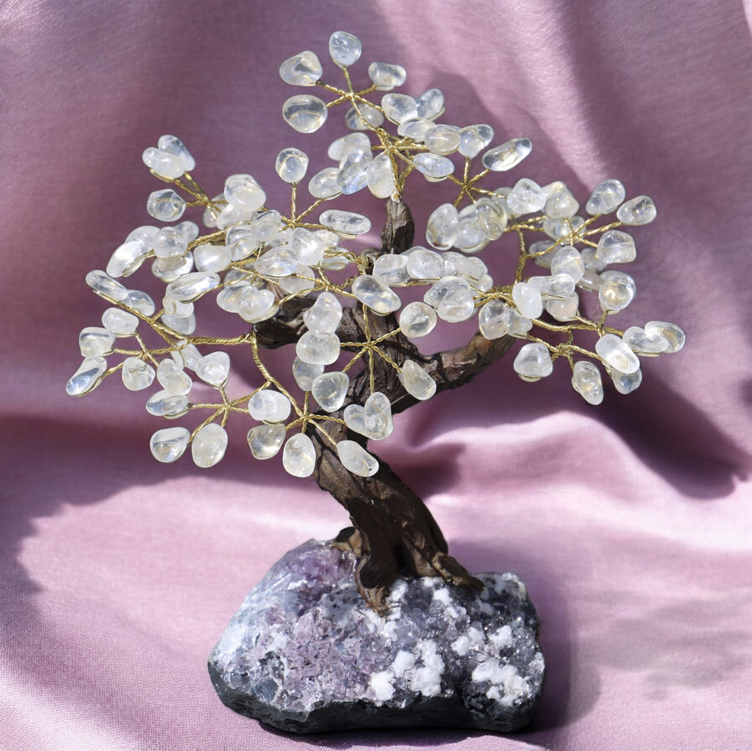 Handmade Clear Quartz Tree with Amethyst Base - Large - Enchantia Muse