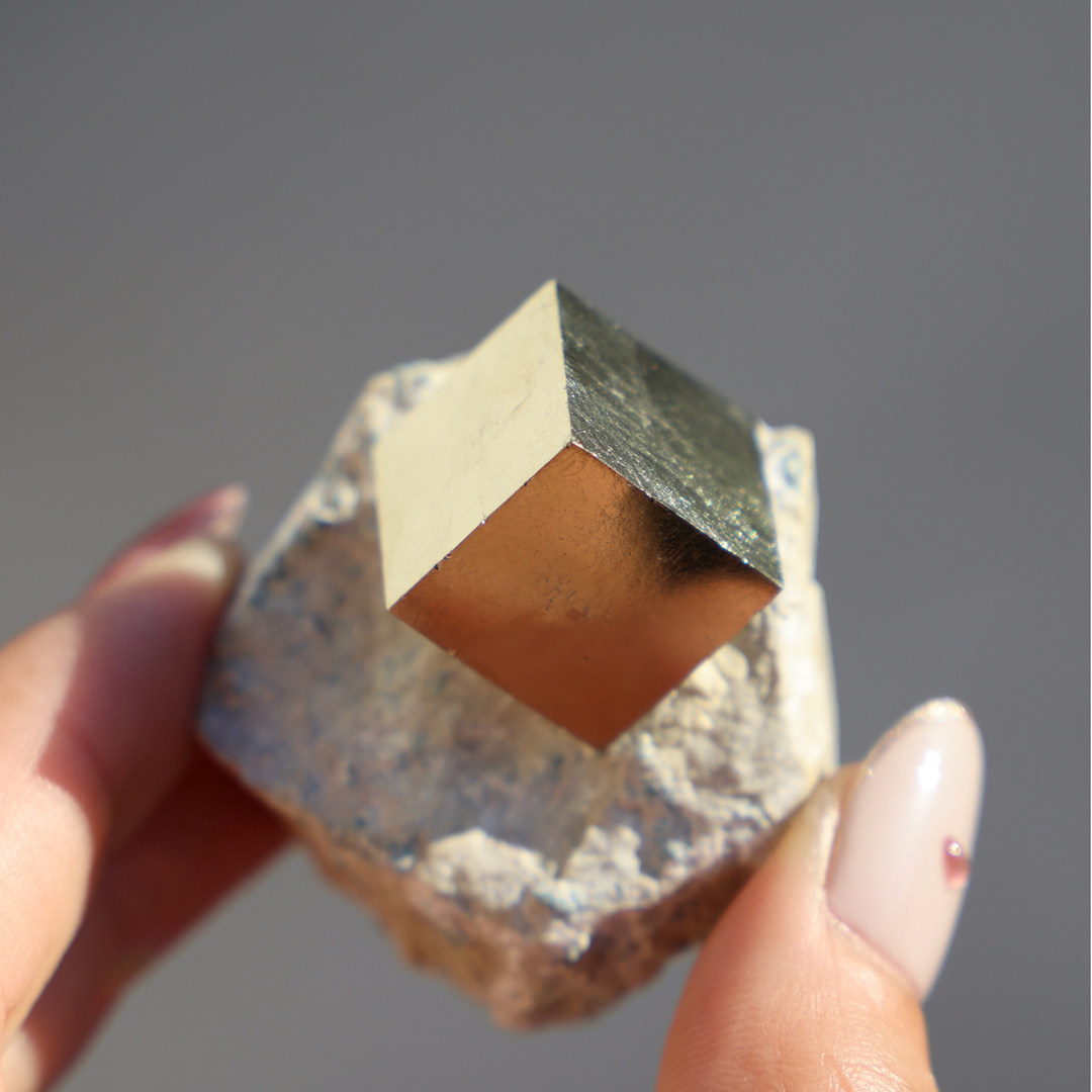 Rare Raw Pyrite Cube on Rock