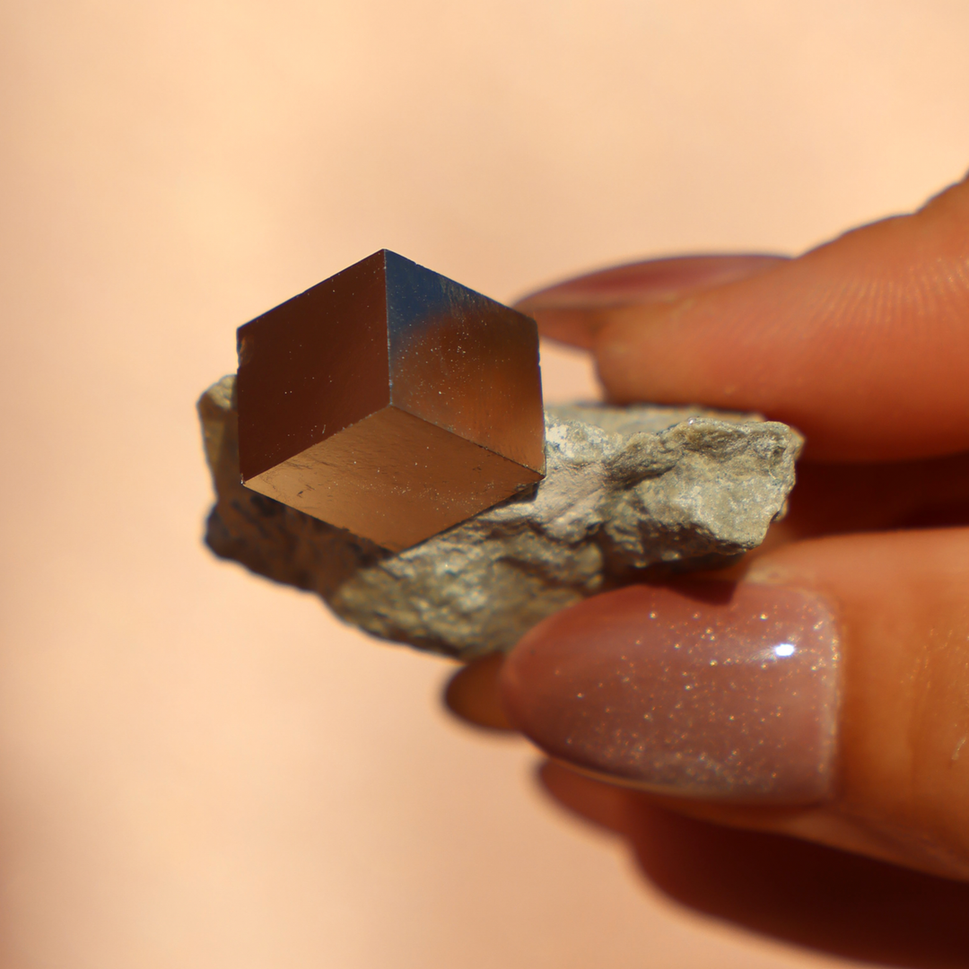 Rare Raw Pyrite Cube on Rock