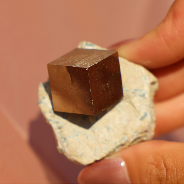 Rare Raw Pyrite Cube on Rock