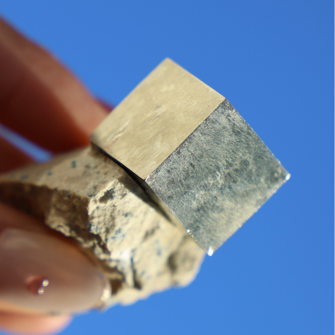 Rare Raw Pyrite Cube on Rock