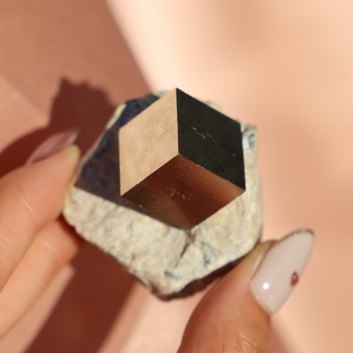 Rare Raw Pyrite Cube on Rock