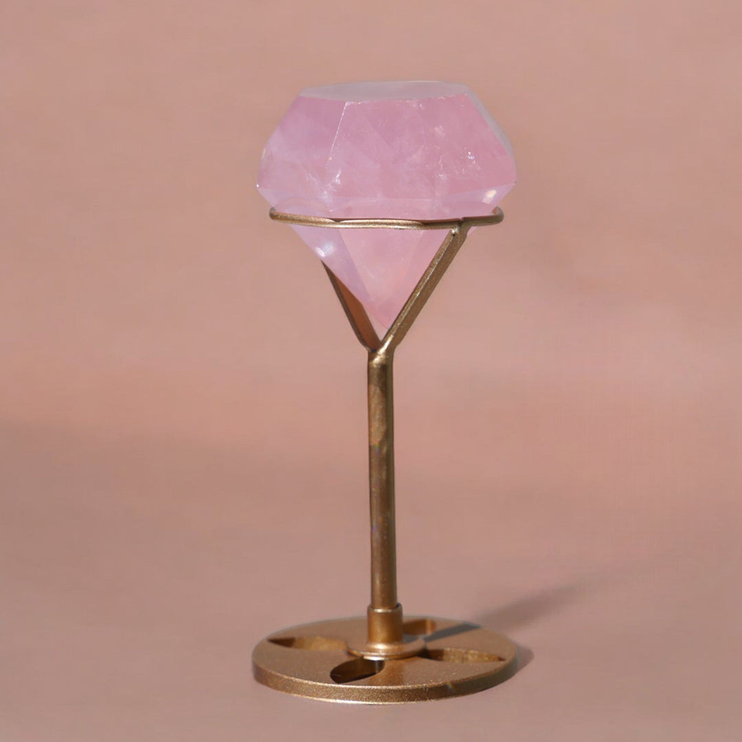 Rose Quartz Diamond on Stand