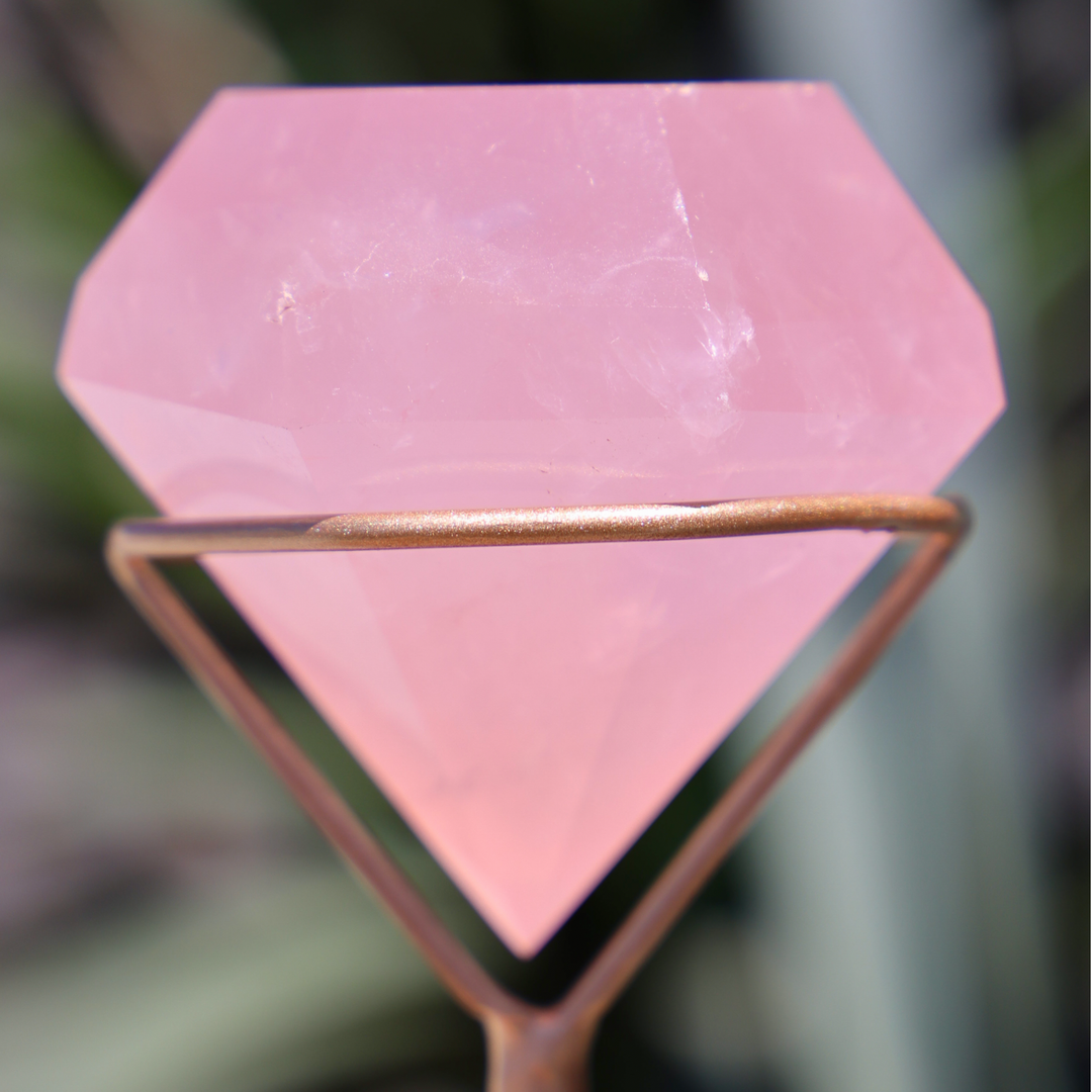 Rose Quartz Diamond on Stand