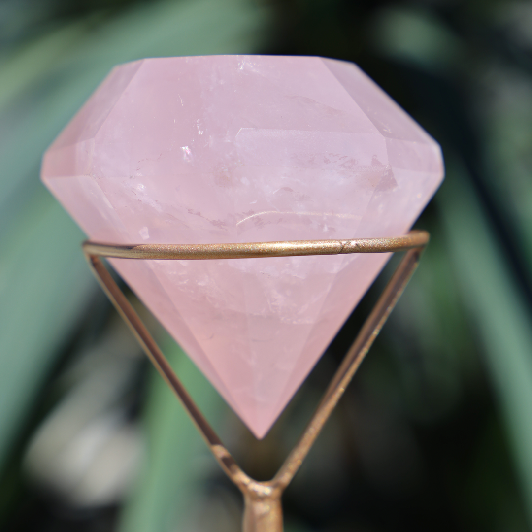 Rose Quartz Diamond on Stand