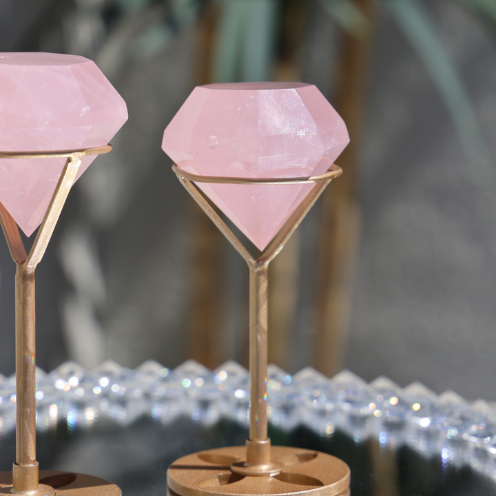 Rose Quartz Diamond on Stand