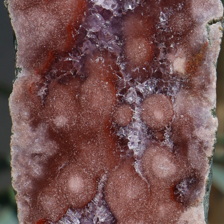 'Roseluxe' Natural Pink Amethyst Slab on Stand - L