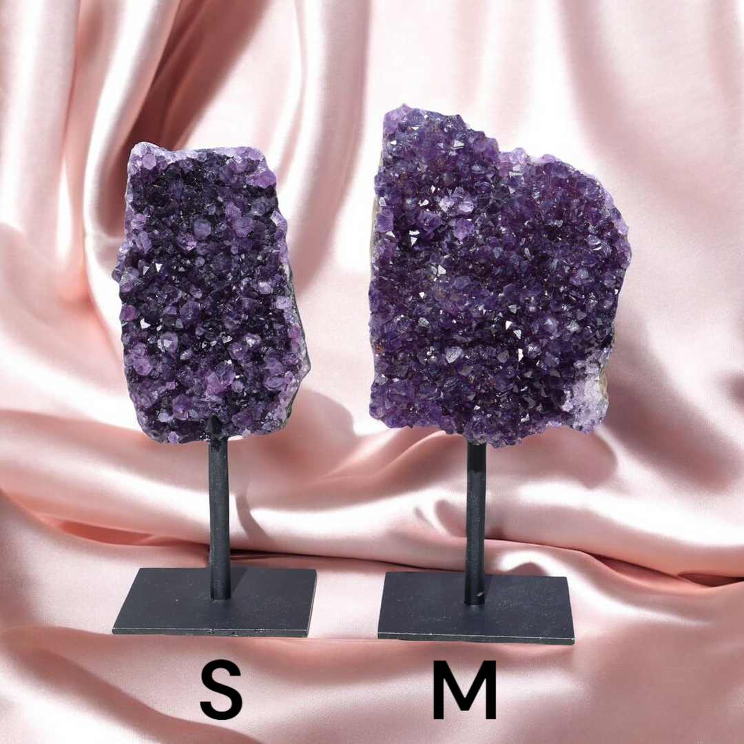 Amethyst Cluster Slab on Stand - Enchantia Muse