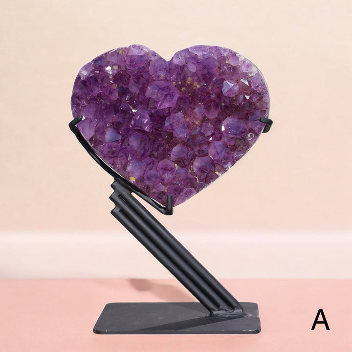 'Swan' Amethyst Heart on Stand - L/XL - Enchantia Muse