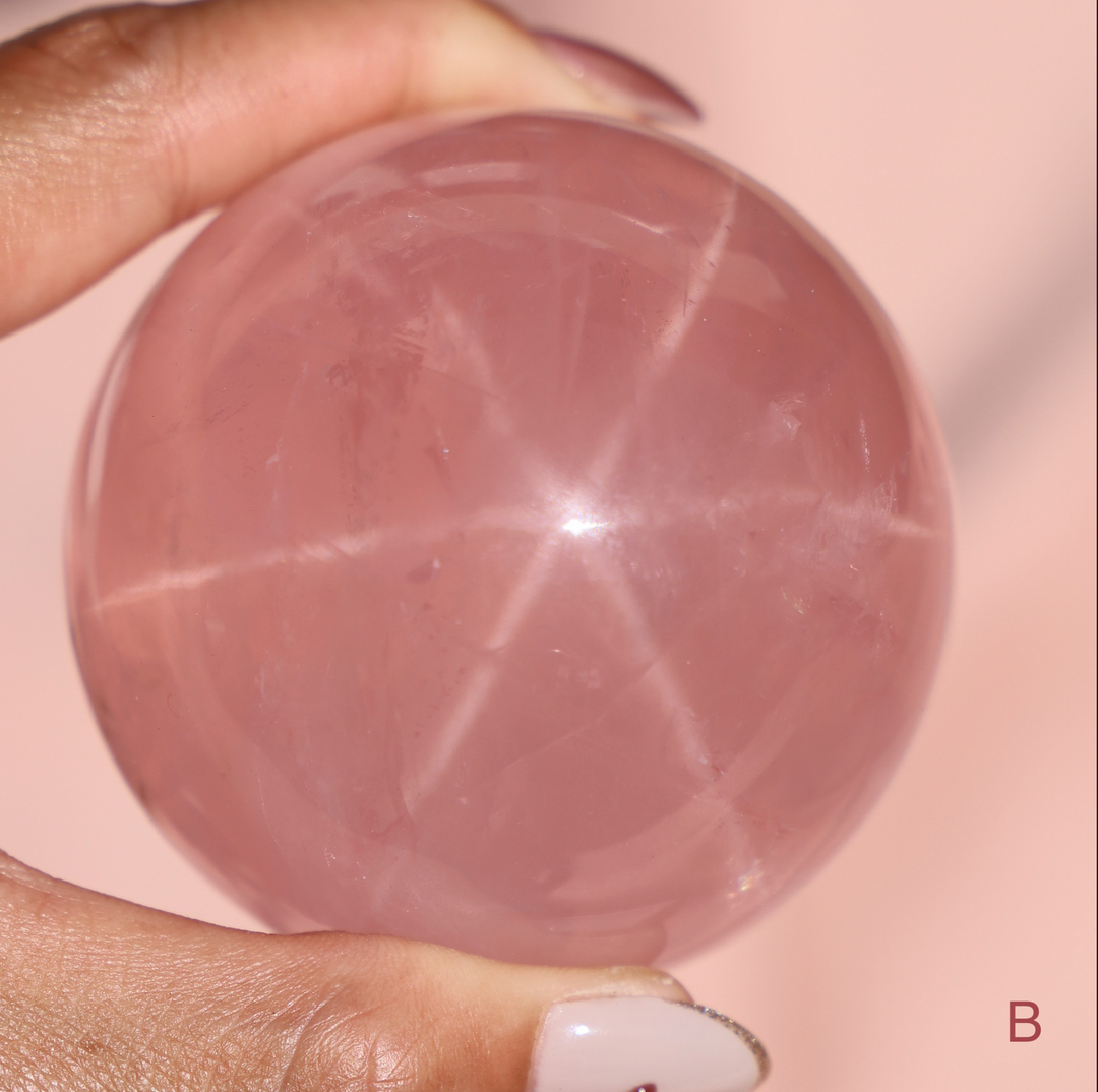 'Starlight' Rare High Quality Starlight Rose Quartz Sphere