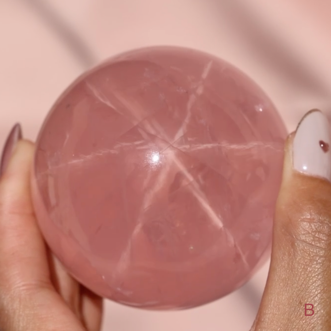 'Starlight' Rare High Quality Starlight Rose Quartz Sphere