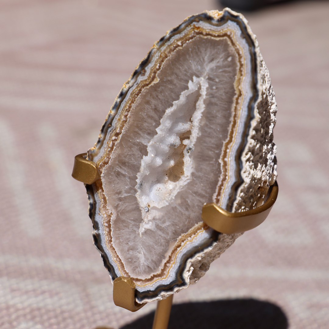 'Sugarlace' Agate Geode with Stand