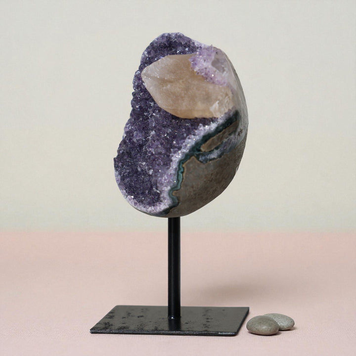Amethyst with Calcite on Stand #1